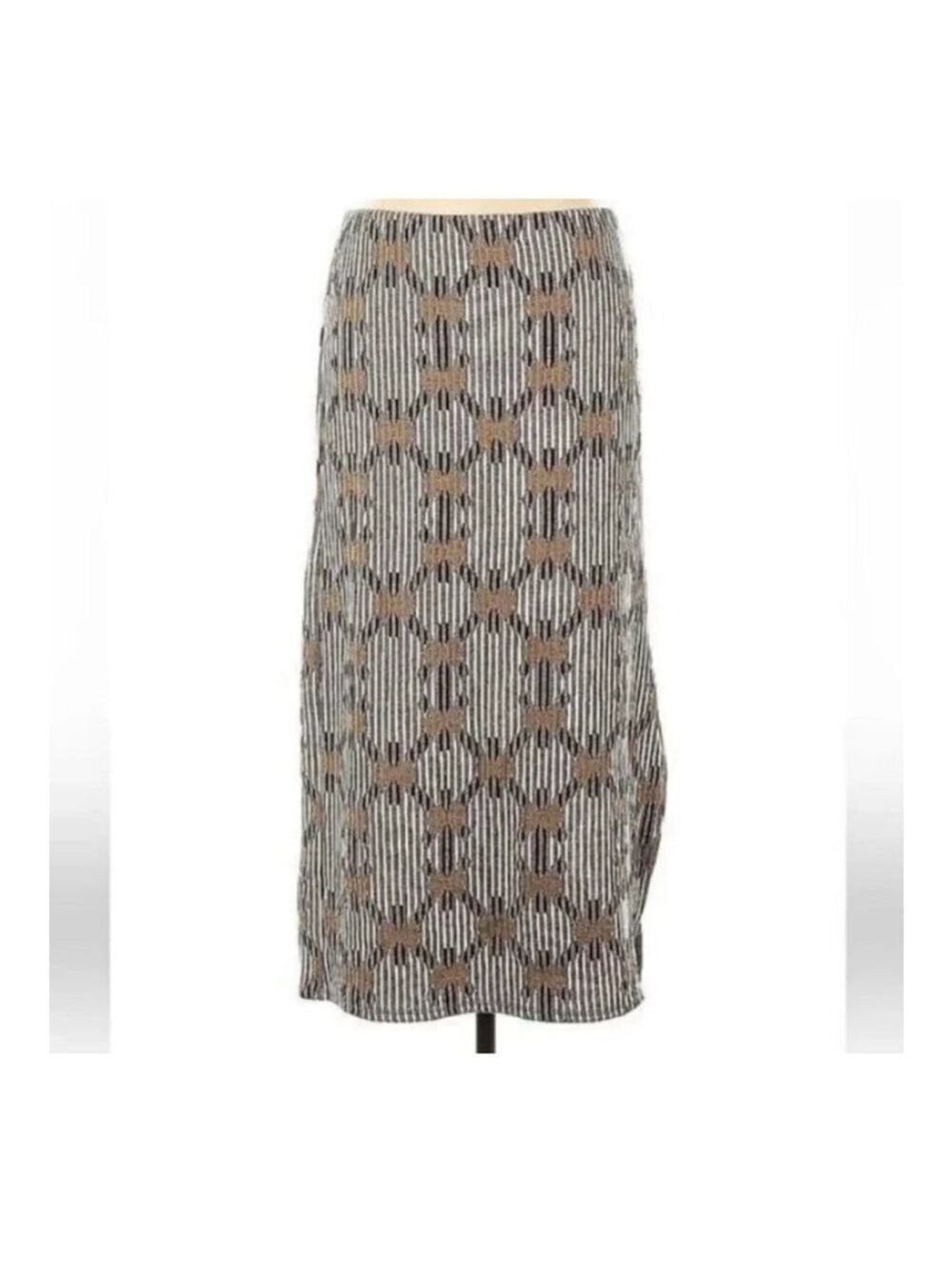 Anthropologie Neutral Jacquard Knit Long Skirt, M - Picture 3 of 8